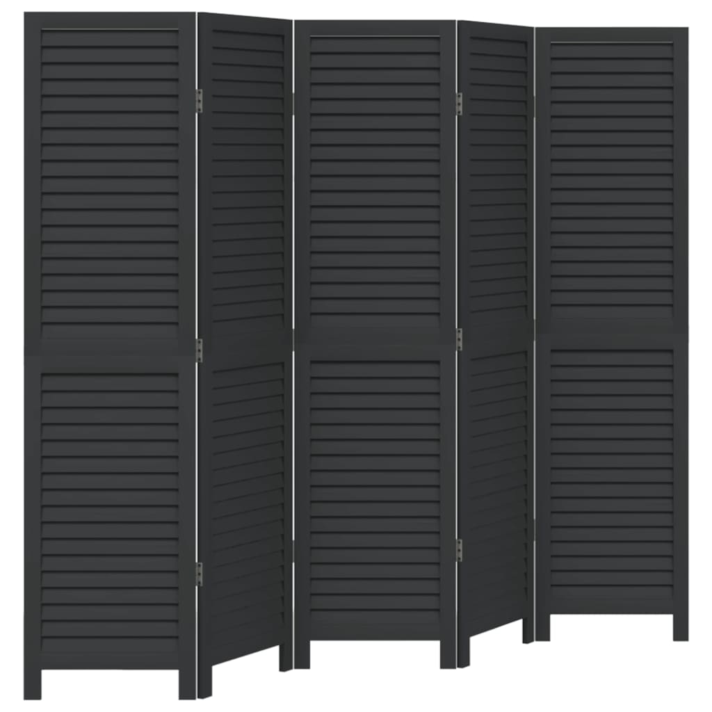 vidaXL 3-Panel Room Divider Solid Paulownia Wood Black