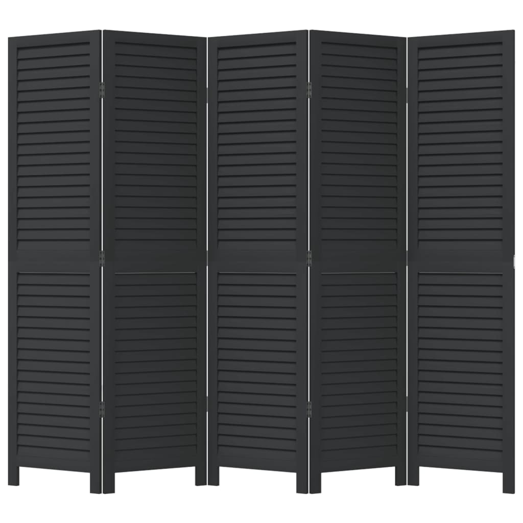 vidaXL 3-Panel Room Divider Solid Paulownia Wood Black