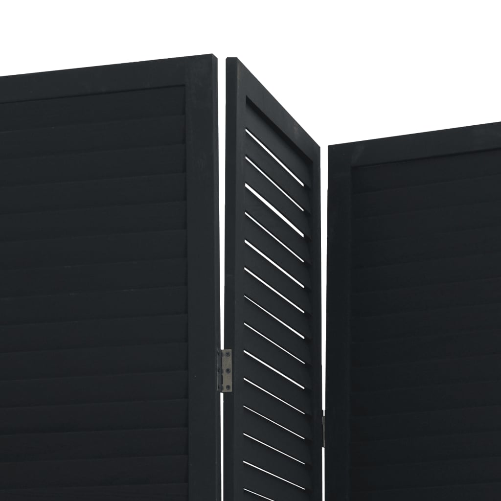 vidaXL 3-Panel Room Divider Solid Paulownia Wood Black