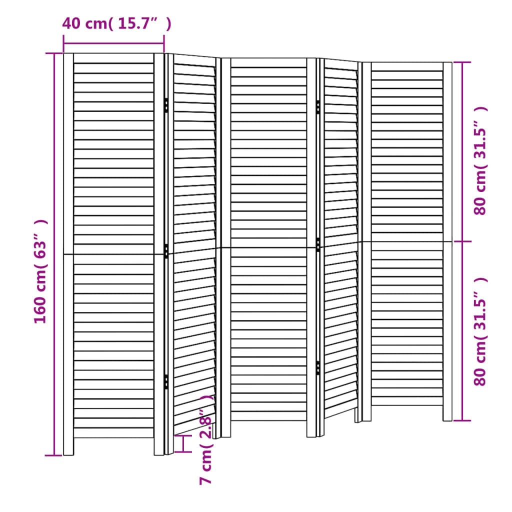 vidaXL 3-Panel Room Divider Solid Paulownia Wood Black