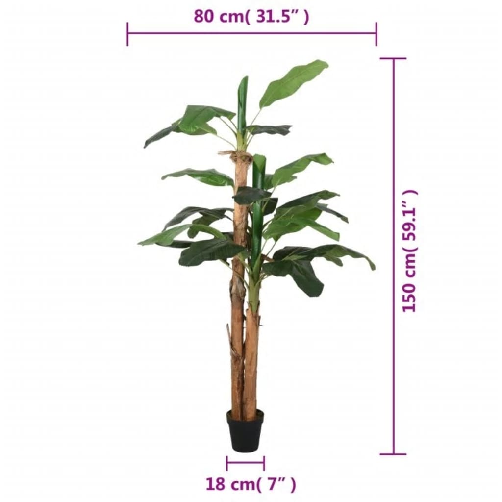 vidaXL Kunstplant bananenboom 9 bladeren 120 cm groen