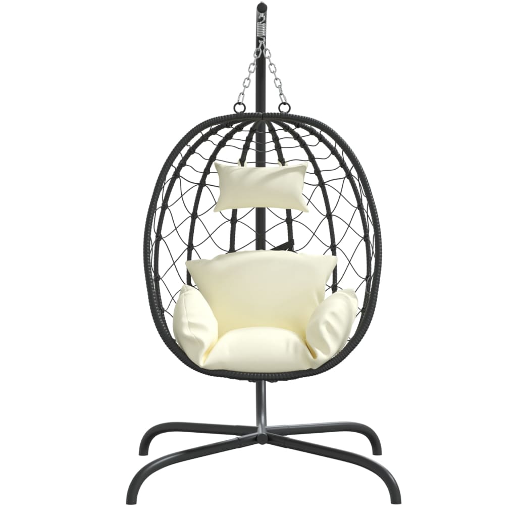 vidaXL Hangende Ei-stoel met Kussen Antraciet Poly Rattan & Staal