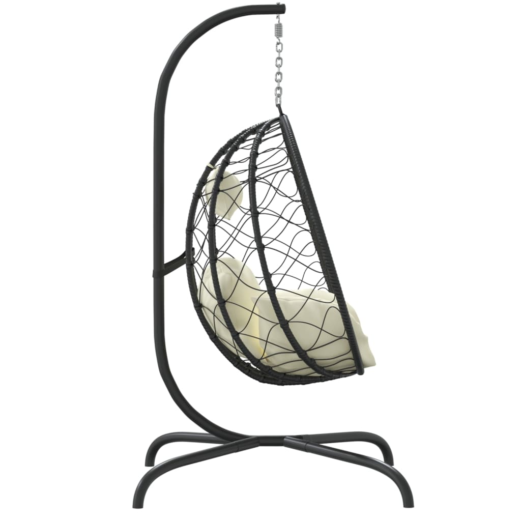 vidaXL Hangende Ei-stoel met Kussen Antraciet Poly Rattan & Staal