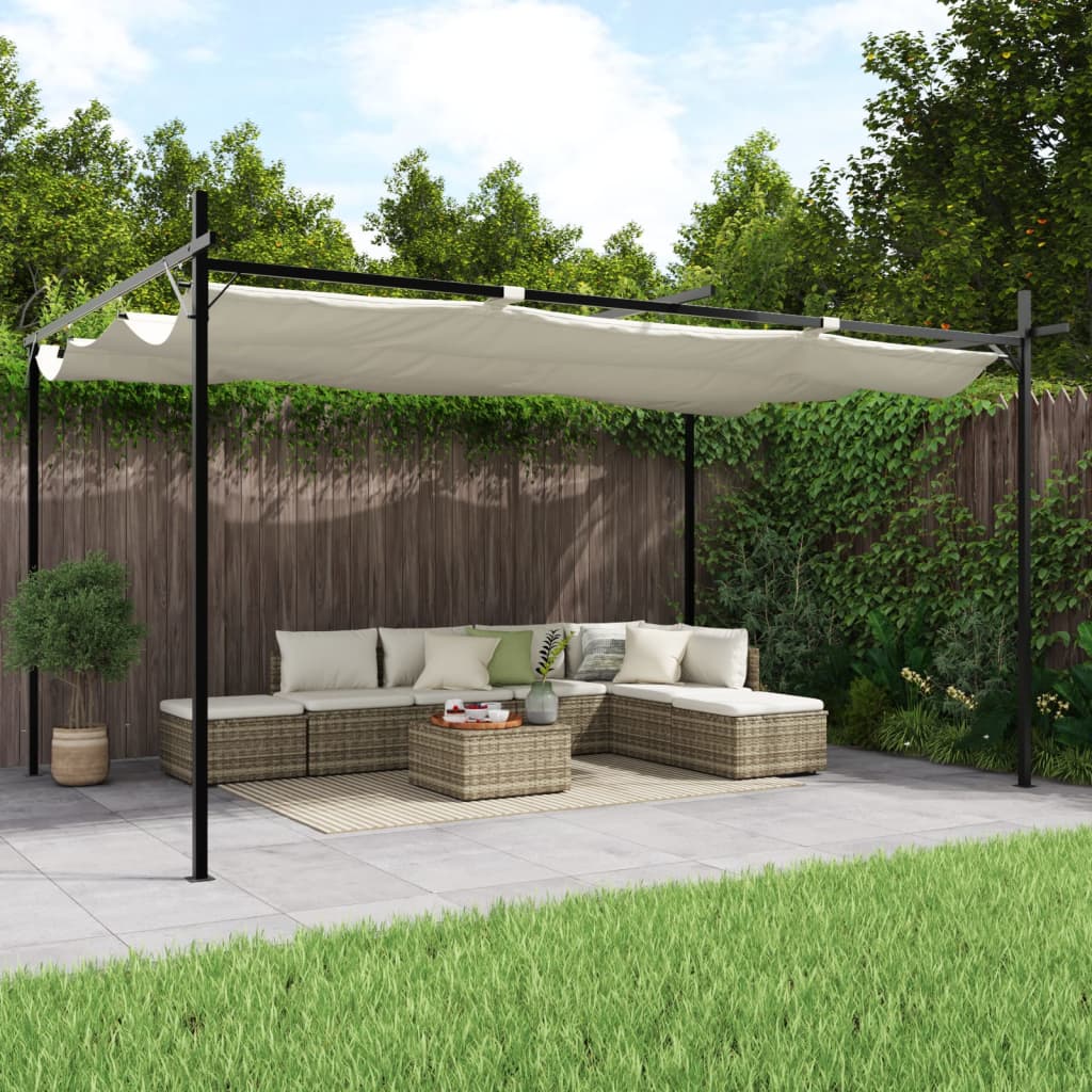 vidaXL Pergola with Retractable Roof 295x292x230 Taupe