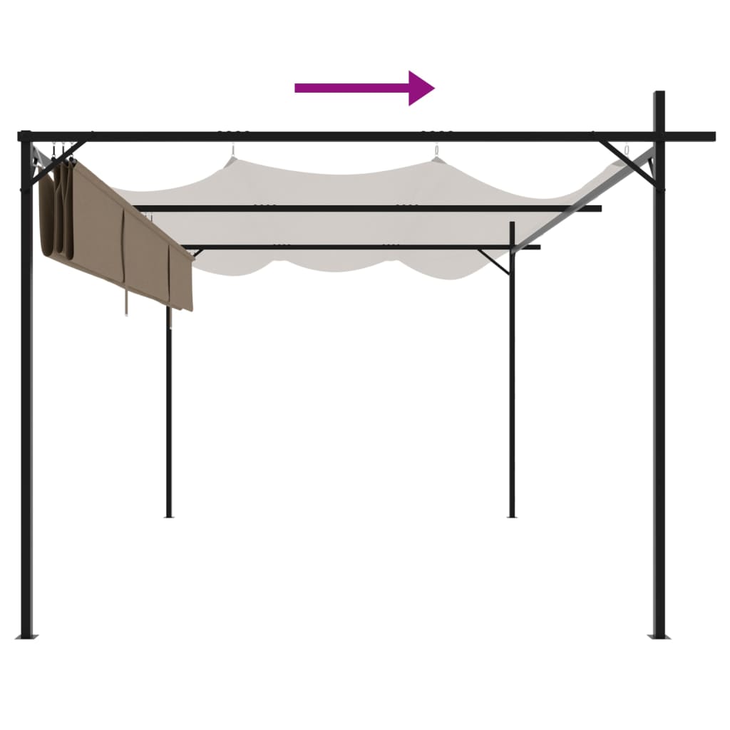 vidaXL Pergola with Retractable Roof 295x292x230 Taupe
