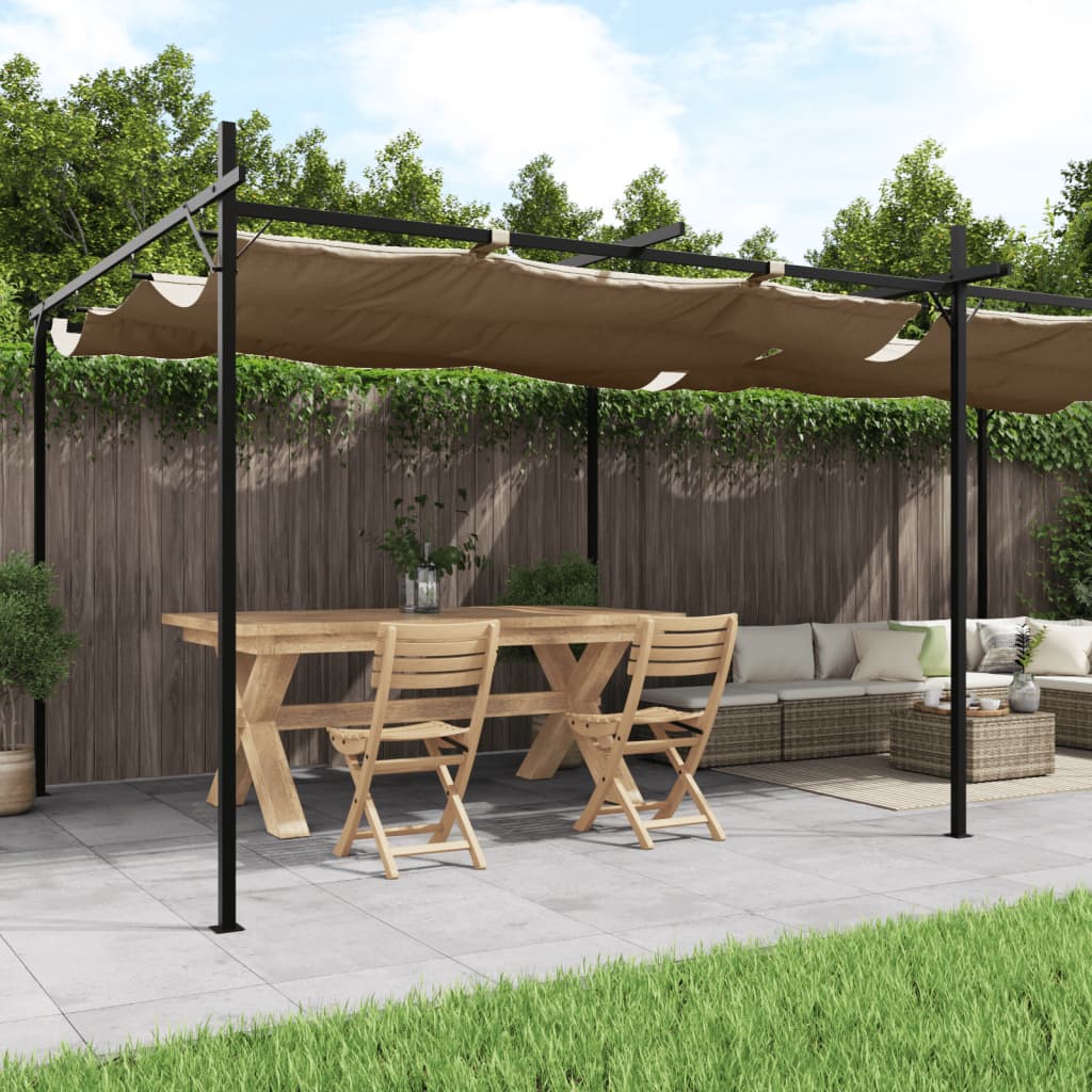 vidaXL Pergola with Retractable Roof 295x292x230 Taupe
