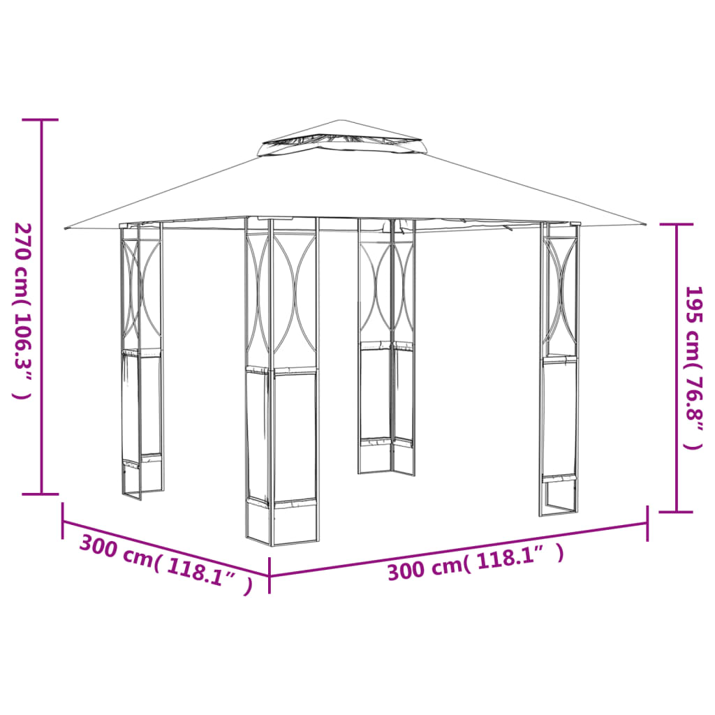 vidaXL Gazebo with Roof 300x300x270 cm Steel Anthracite