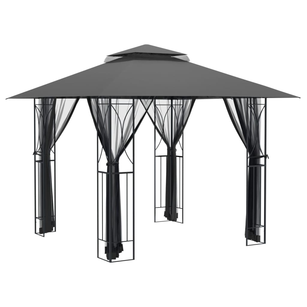 vidaXL Prieel met zijwanden 300x300x270 cm staal antracietkleurig