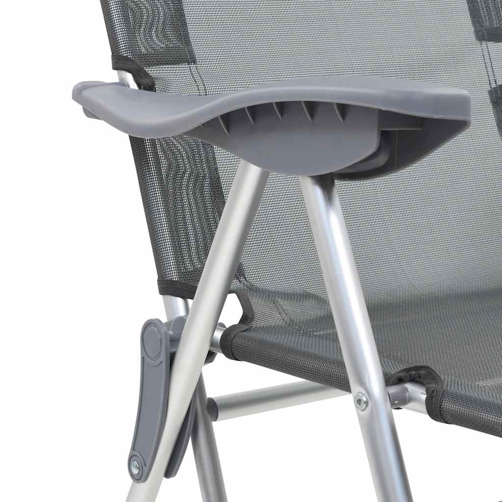 vidaXL Campingstoelen met voetensteun 2 st inklapbaar textileen grijs