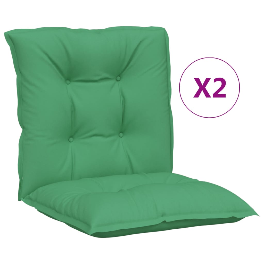 vidaXL Garden Chair Cushions 2 pcs Low Back 100x50x7 cm Fabric Green
