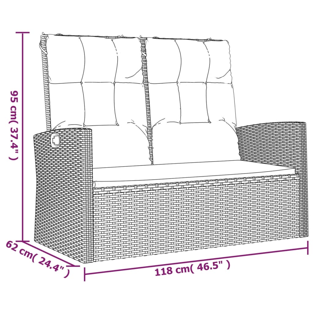 vidaXL 4-delige Loungeset met kussens poly rattan zwart