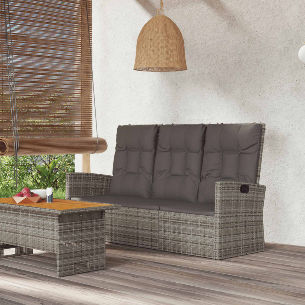 vidaXL Tuinbank verstelbaar met kussens 173 cm poly rattan zwart