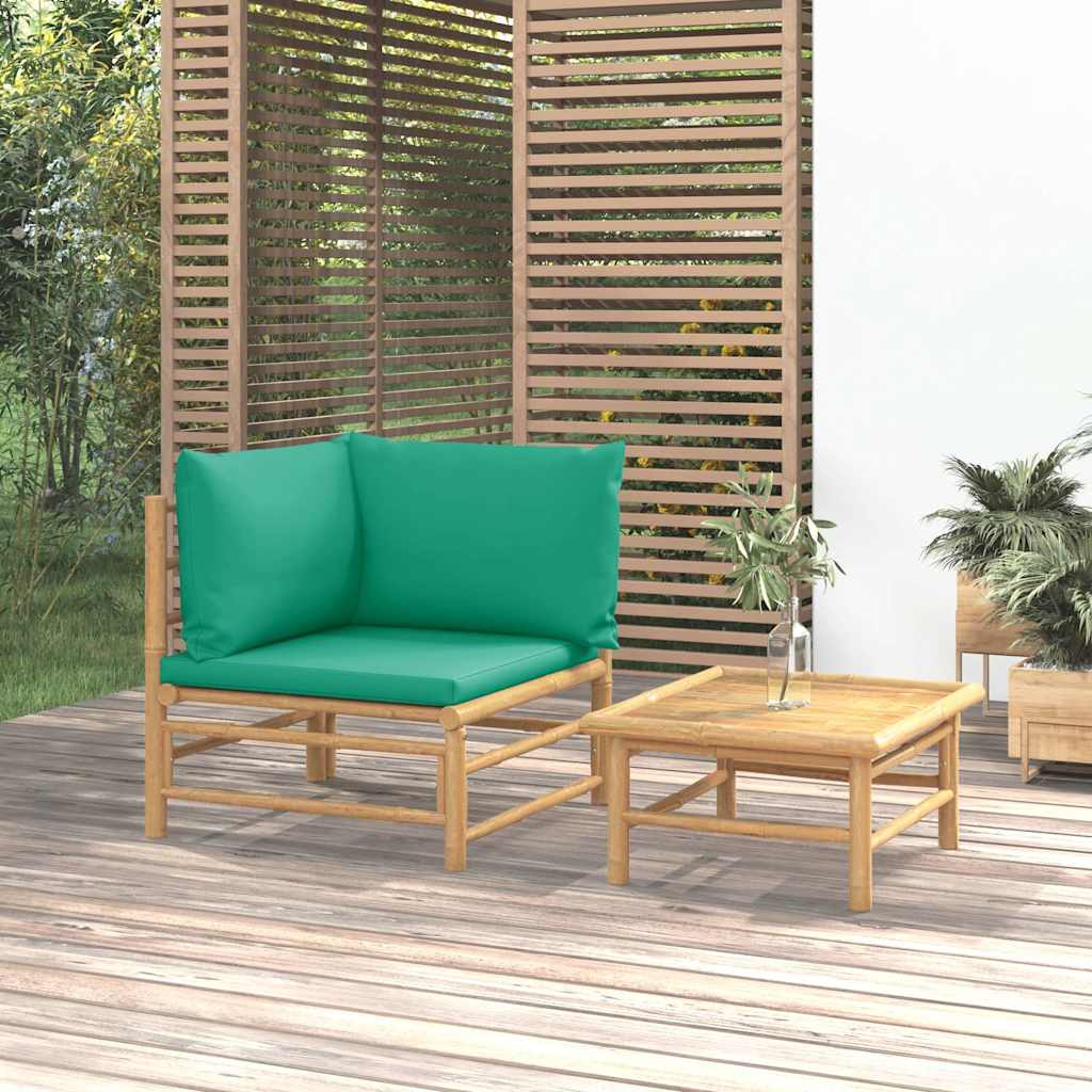 vidaXL 3-delige Loungeset met kussens bamboe lichtgrijs