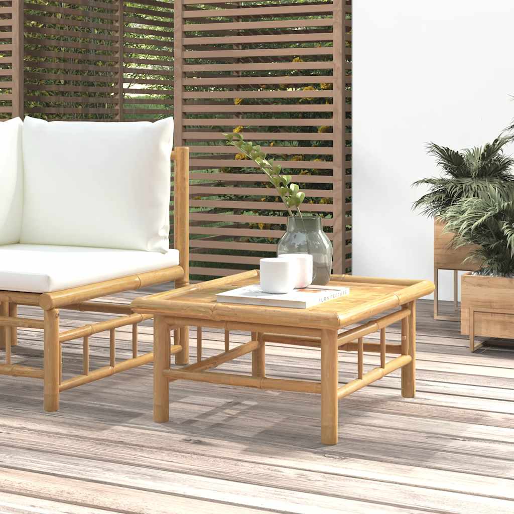 vidaXL 3-delige Loungeset met kussens bamboe crèmewit