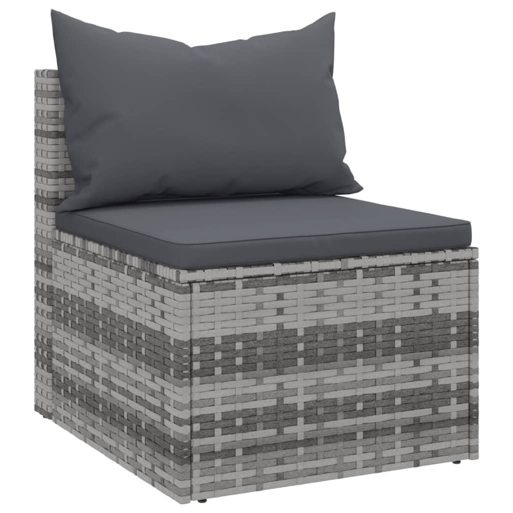 vidaXL Tuinmiddenbanken met kussens 2 st poly rattan zwart