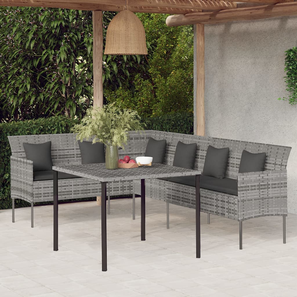 vidaXL 2-delige Tuinset met kussens poly rattan zwart