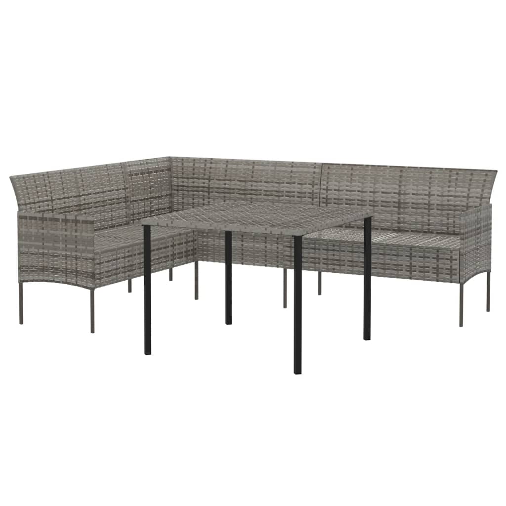 vidaXL 2-delige Tuinset met kussens poly rattan zwart