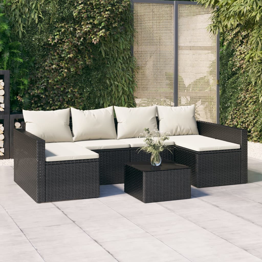 vidaXL 2-delige Loungeset met kussens poly rattan bruin