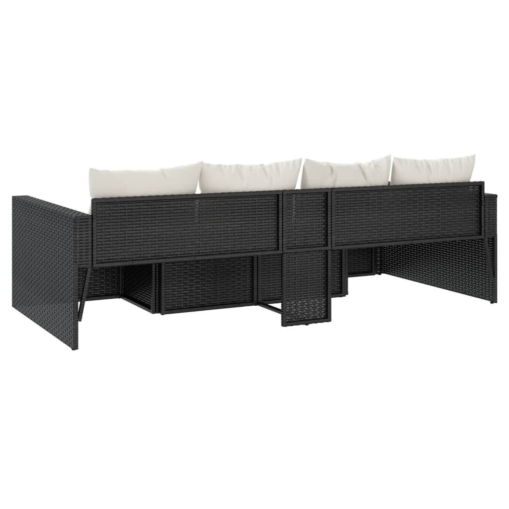 vidaXL 2-delige Loungeset met kussens poly rattan bruin