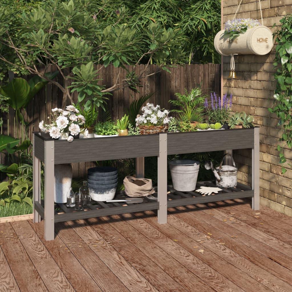 vidaXL Raised Planter with Shelf 50x50x90 cm HKC Grey