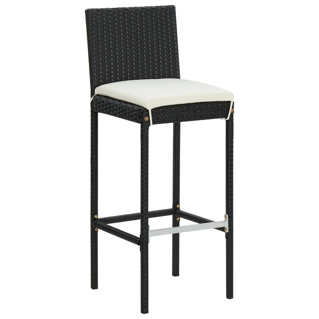 vidaXL Barkrukken 6 st met kussens poly rattan zwart