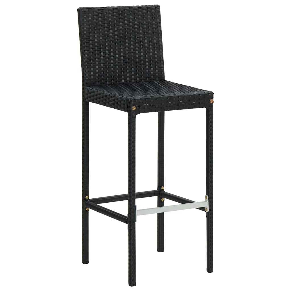 vidaXL Barkrukken 6 st met kussens poly rattan zwart