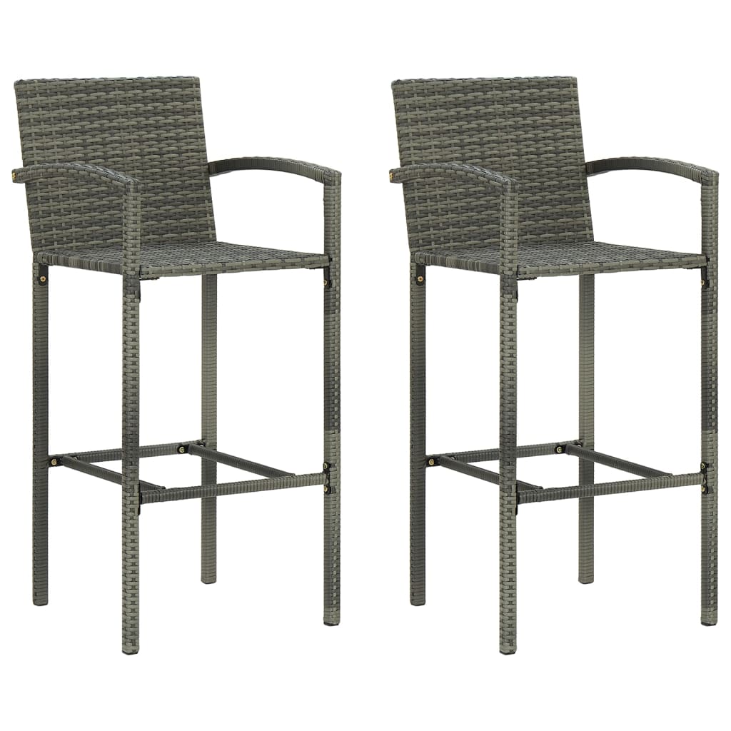 vidaXL Barkrukken 2 st poly rattan bruin