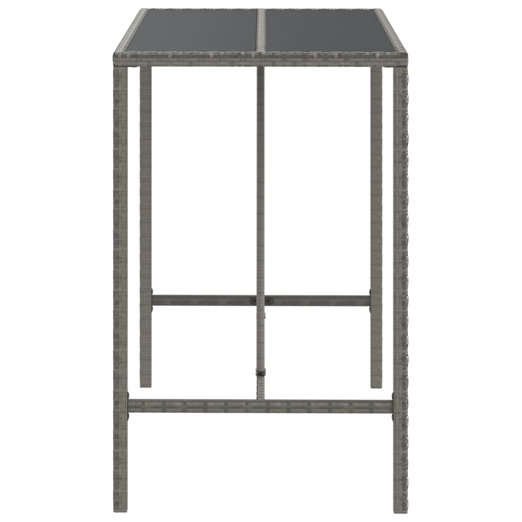 vidaXL Bartafel met glazen blad 70x70x110 cm poly rattan zwart