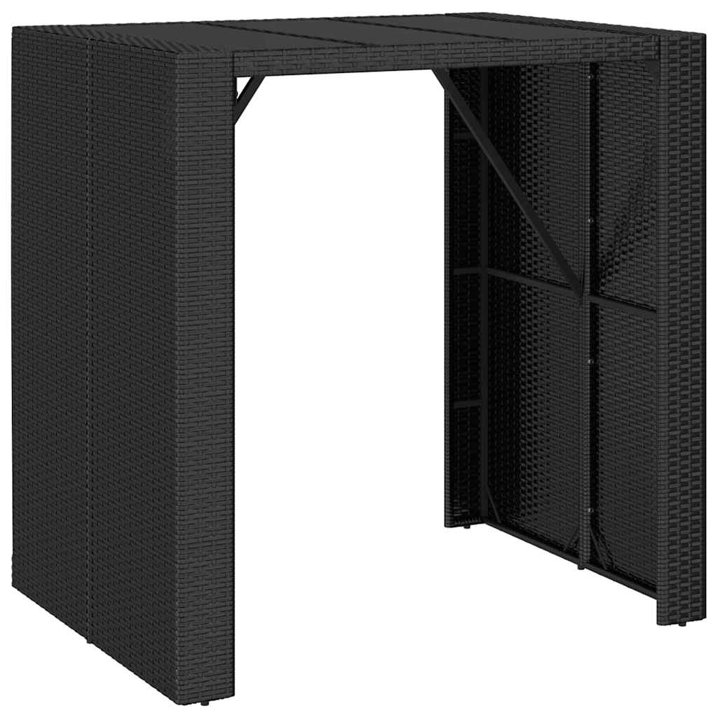 vidaXL Bartafel met glazen blad 105x80x110 cm poly rattan bruin