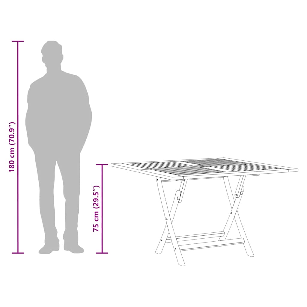 vidaXL Tuintafel inklapbaar 110x110x75 cm massief teakhout