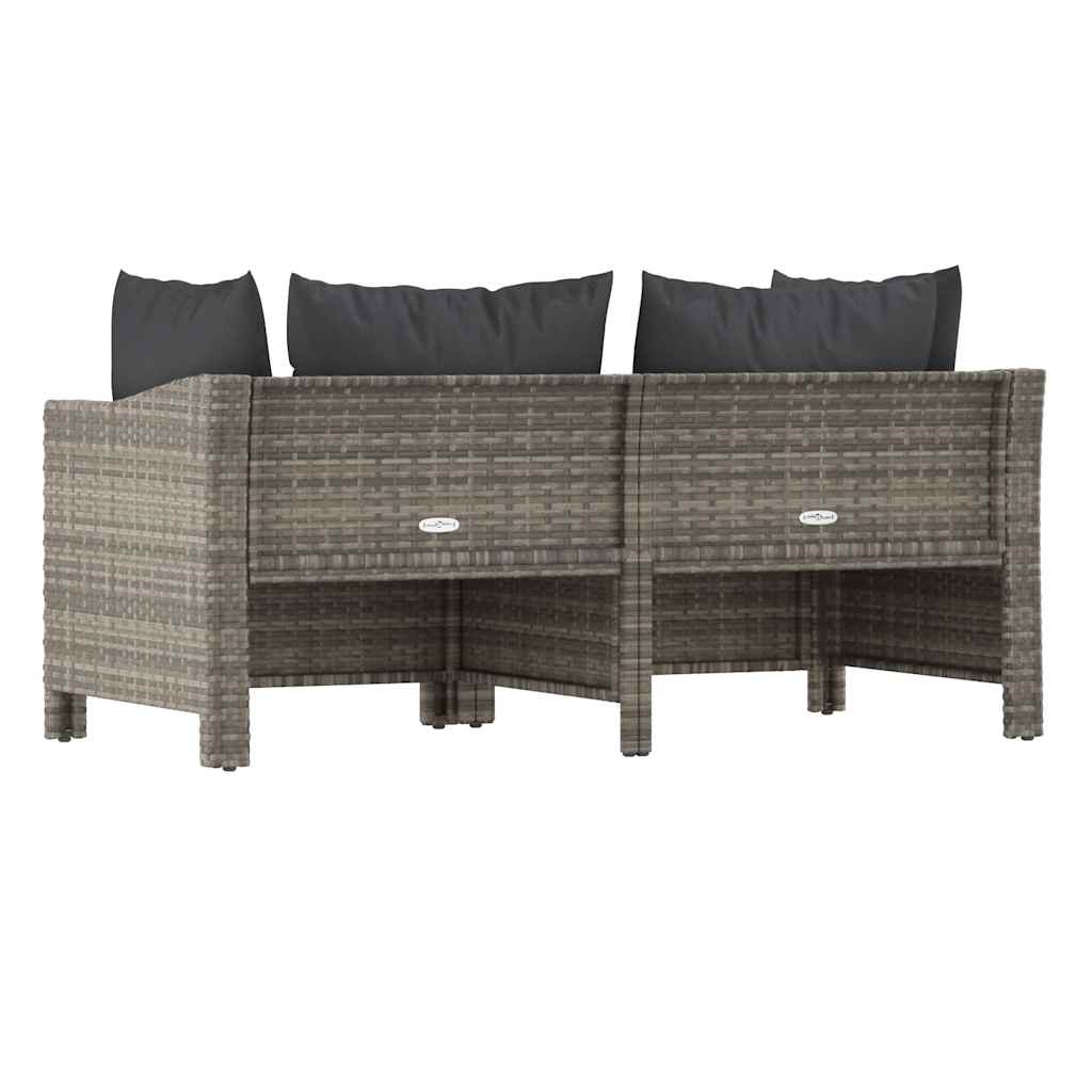 vidaXL 2-delige tuinloungeset met kussens grijs poly rattan