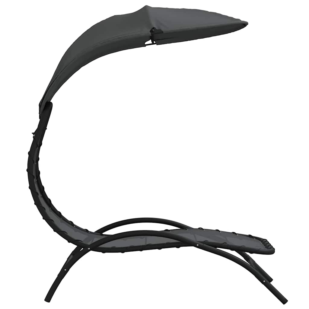 vidaXL Ligbed met luifel 167x80x195 cm stof en staal crèmekleurig