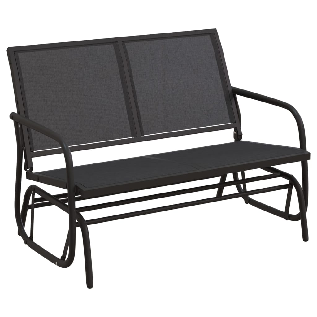 vidaXL Schuifbank tuin 120,5x76x86,5 cm textielfolie en staal zwart