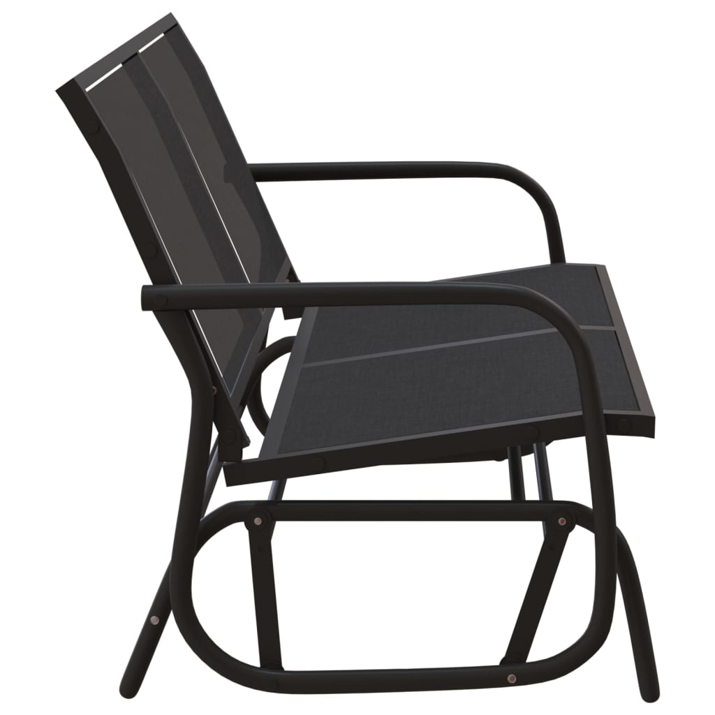 vidaXL Schuifbank tuin 120,5x76x86,5 cm textielfolie en staal zwart