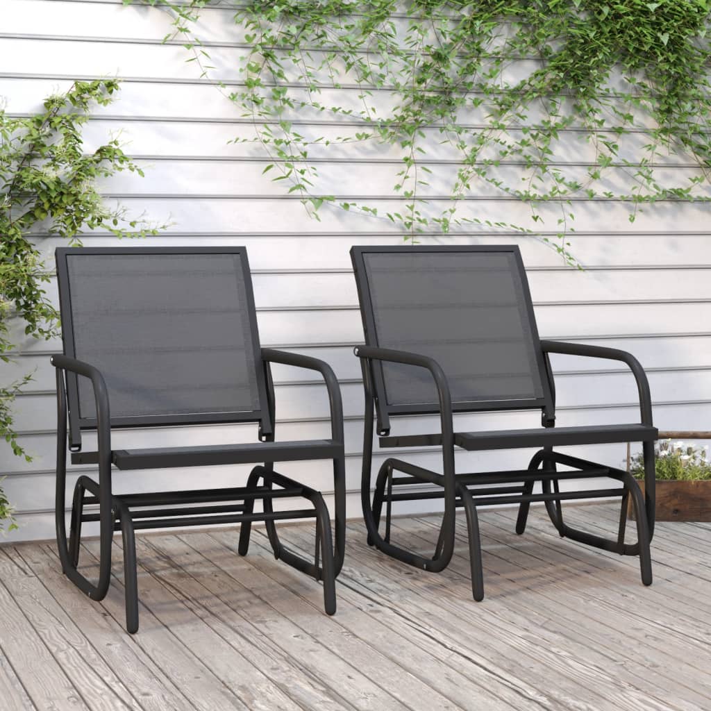 vidaXL Schuifstoel tuin 61x76x87 cm textileen en staal zwart