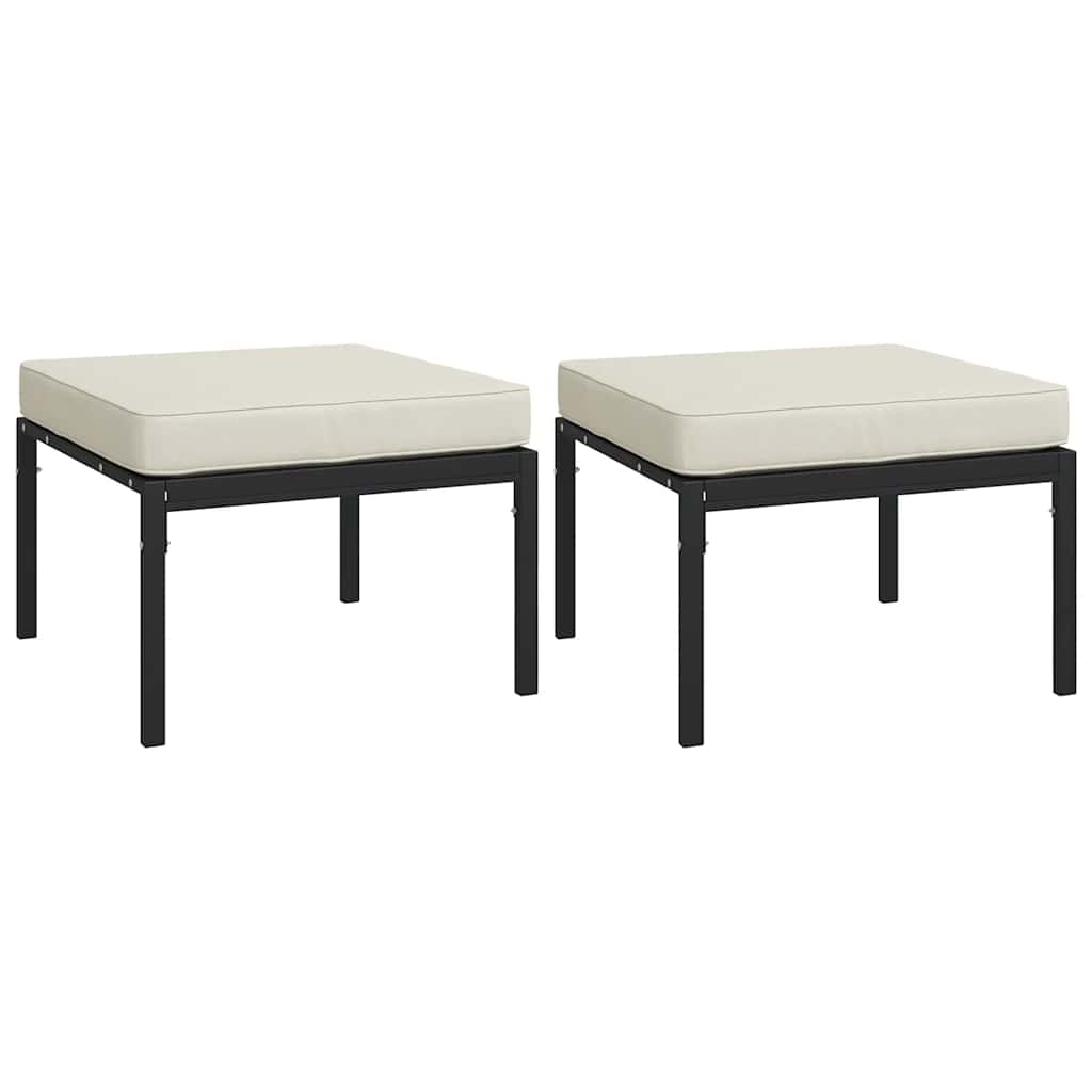 vidaXL Tuinvoetenbanken met grijze kussens 2 st 60x60x35 cm staal