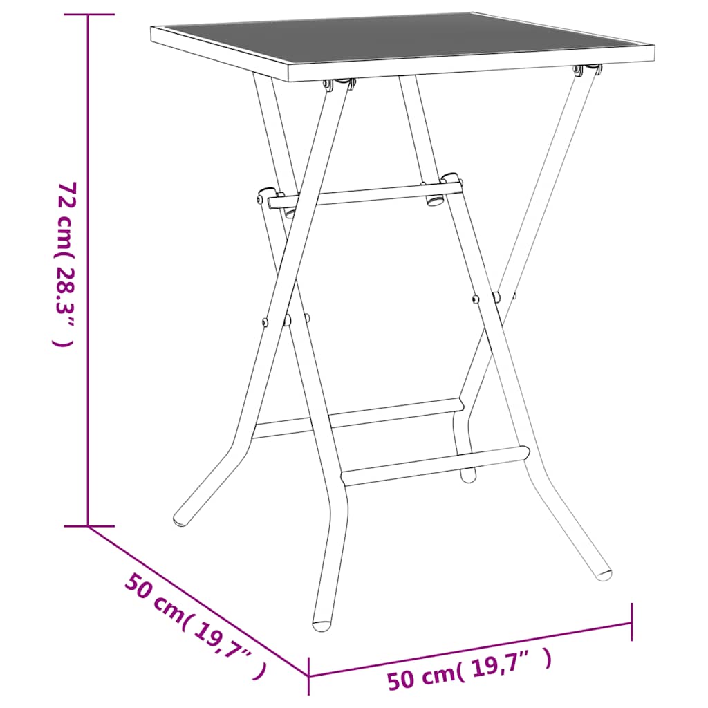 vidaXL Folding Garden Table 50x50x72 cm Mesh Steel Anthracite