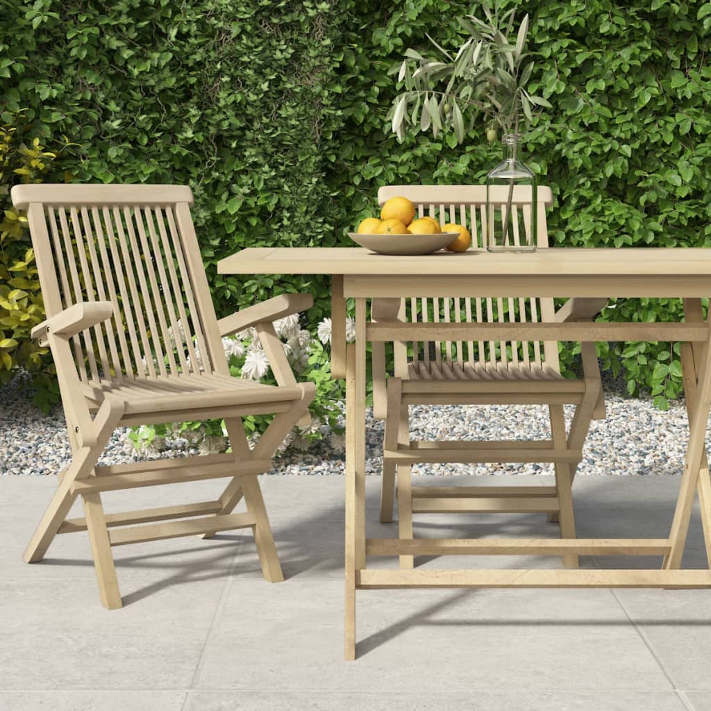 vidaXL Tuinstoelen inklapbaar 4 st 56x61x89 cm massief teakhout grijs