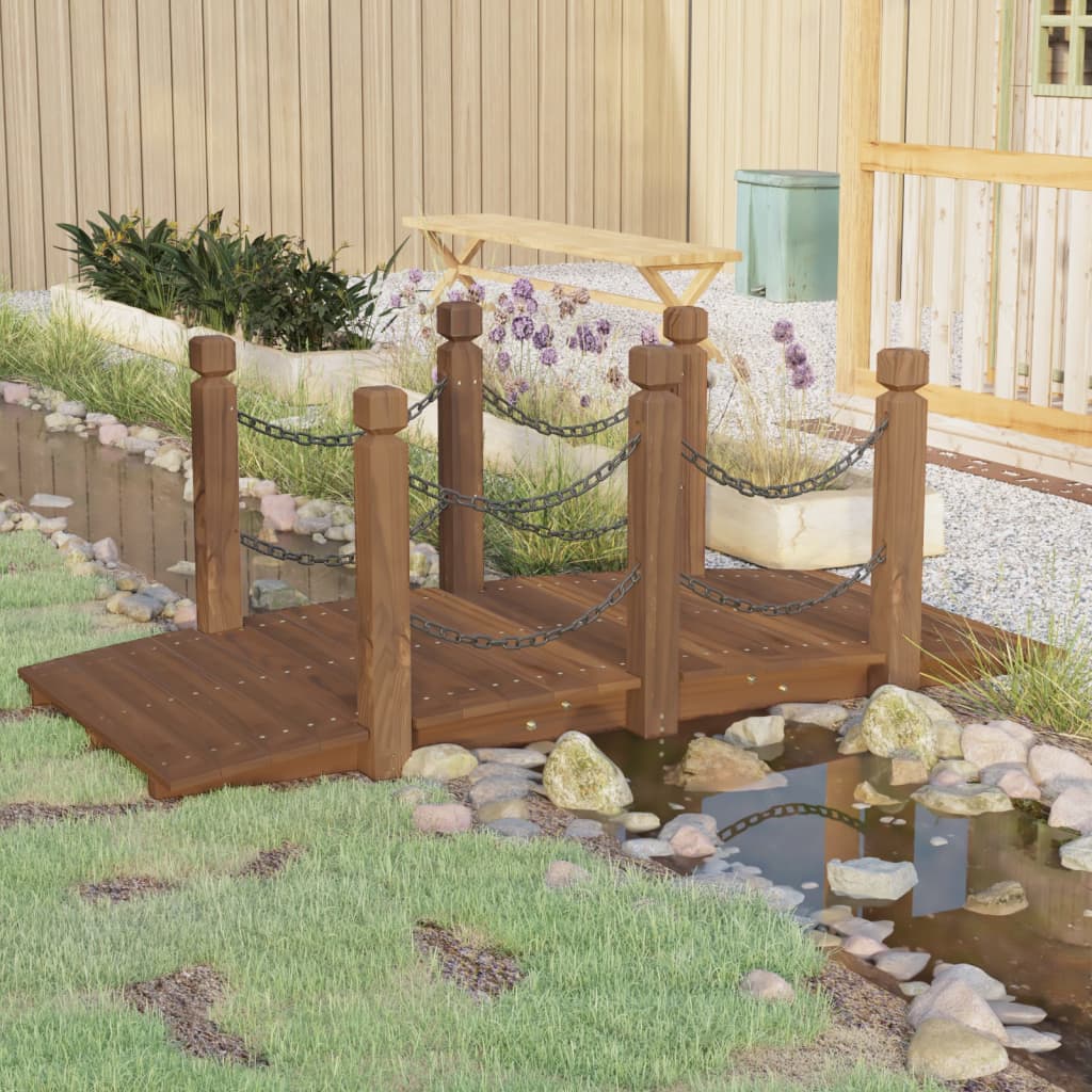 vidaXL Tuinbrug met leuningen 150x67x56 cm massief vurenhout