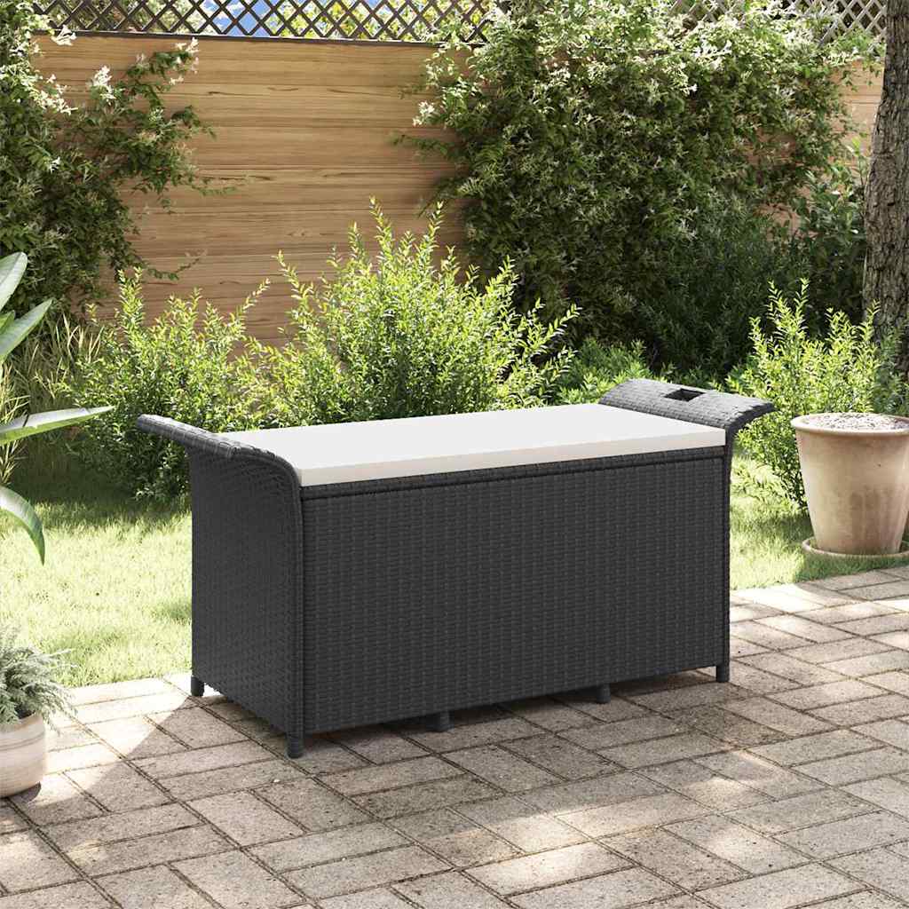 vidaXL Garden Bench with Cushion 116x46x57 cm Poly Rattan Brown