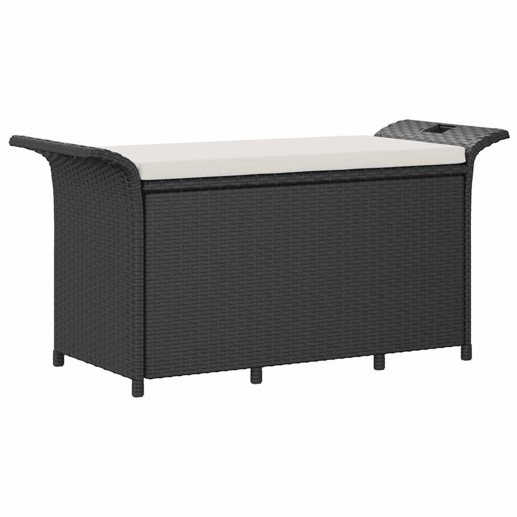 vidaXL Garden Bench with Cushion 116x46x57 cm Poly Rattan Brown