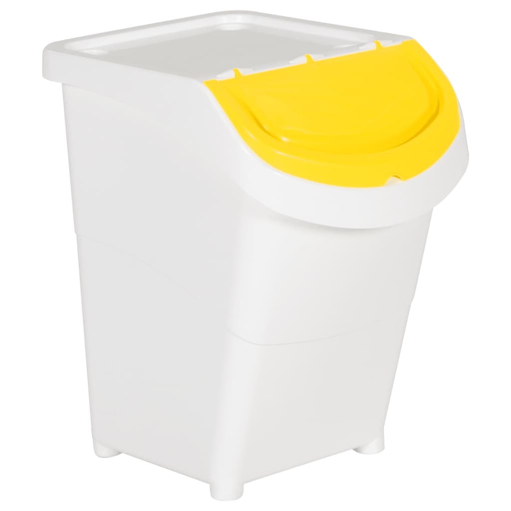 vidaXL Afvalbakken met deksels stapelbaar 3 st PP 120 L wit