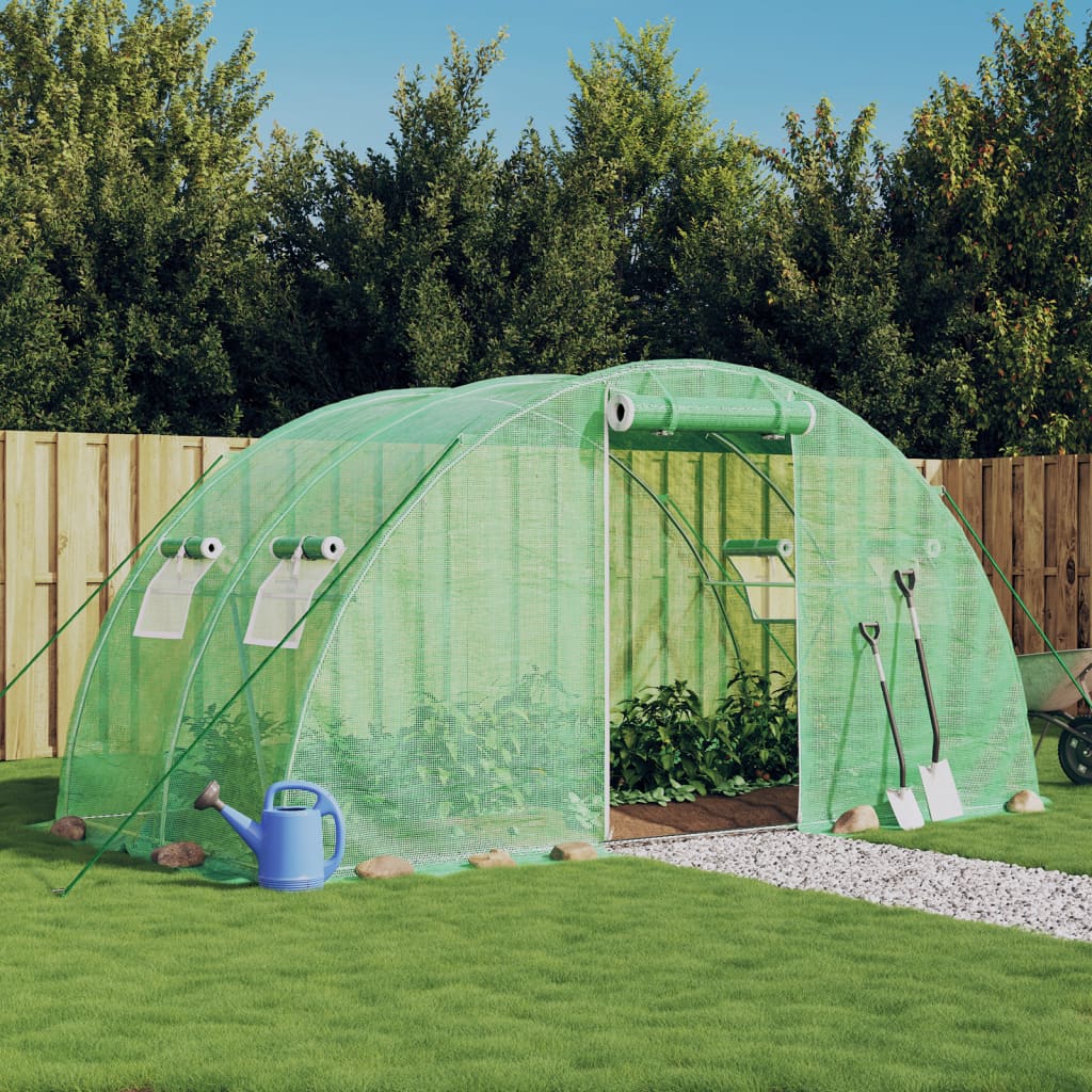 vidaXL Tuinkas met stalen frame 16 m² 4x4x2 m groen