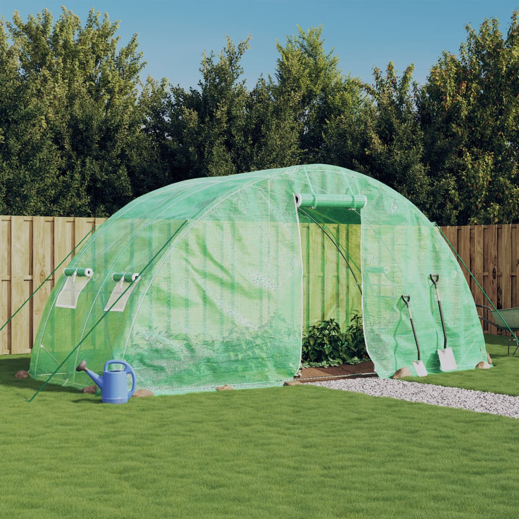vidaXL Tuinkas met stalen frame 20 m² 5x4x2,3 m groen