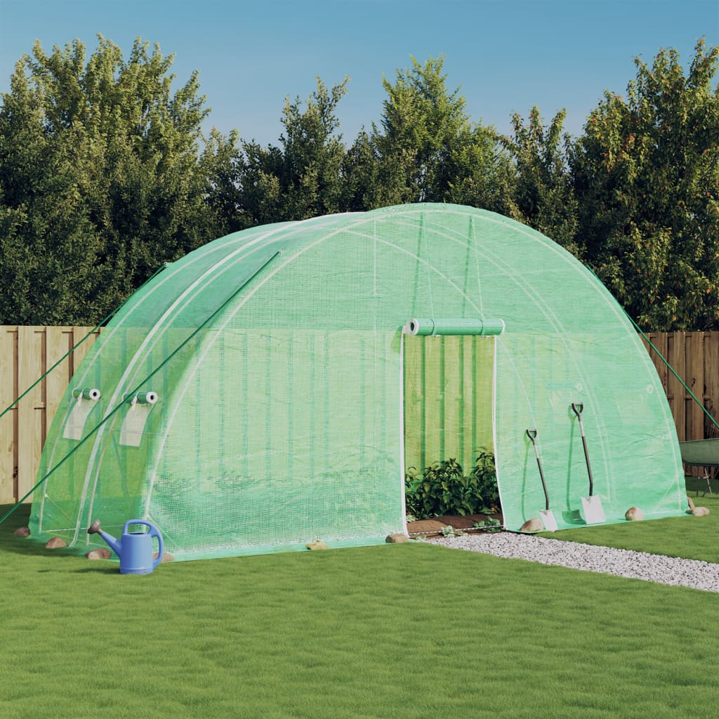 vidaXL Kas met stalen frame groen 24 m² 6x4x2,85 m