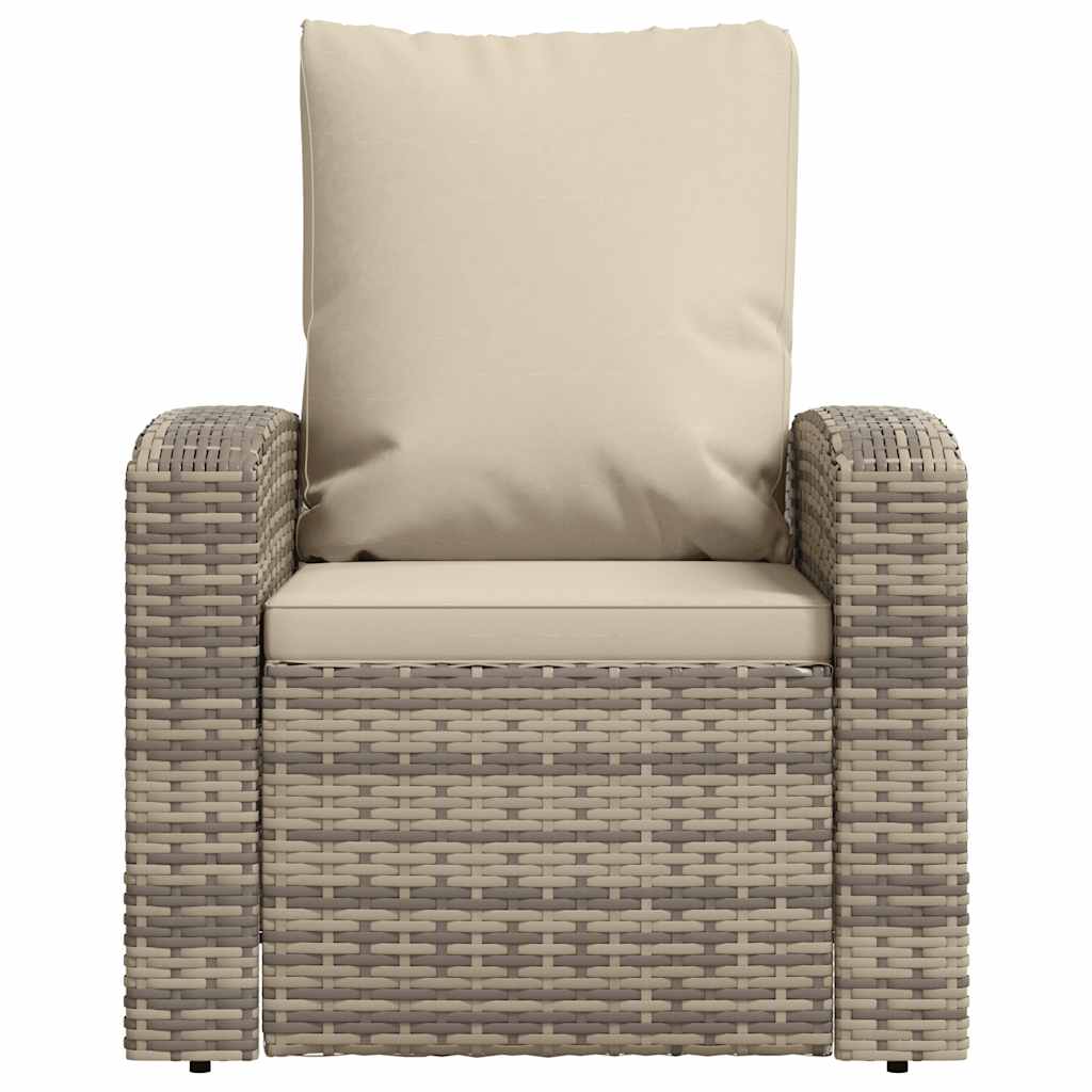vidaXL Garden Chair Adjustable with Cushions Poly Rattan Light Brown