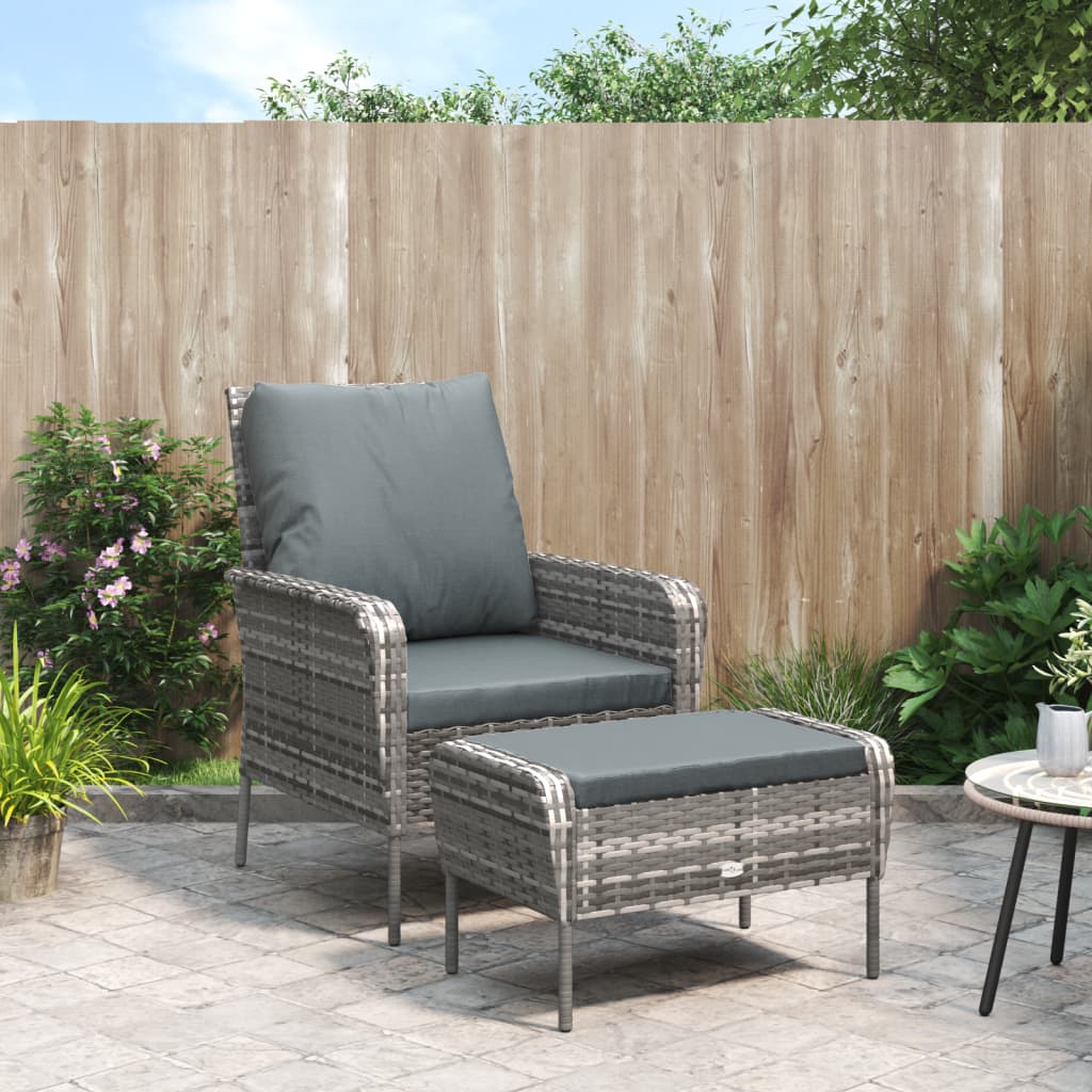vidaXL Garden Chair with Footrest Poly Rattan Light Brown