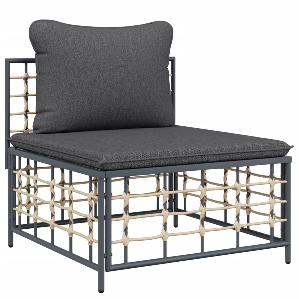 vidaXL Tuinhoekbank met beige kussens poly rattan