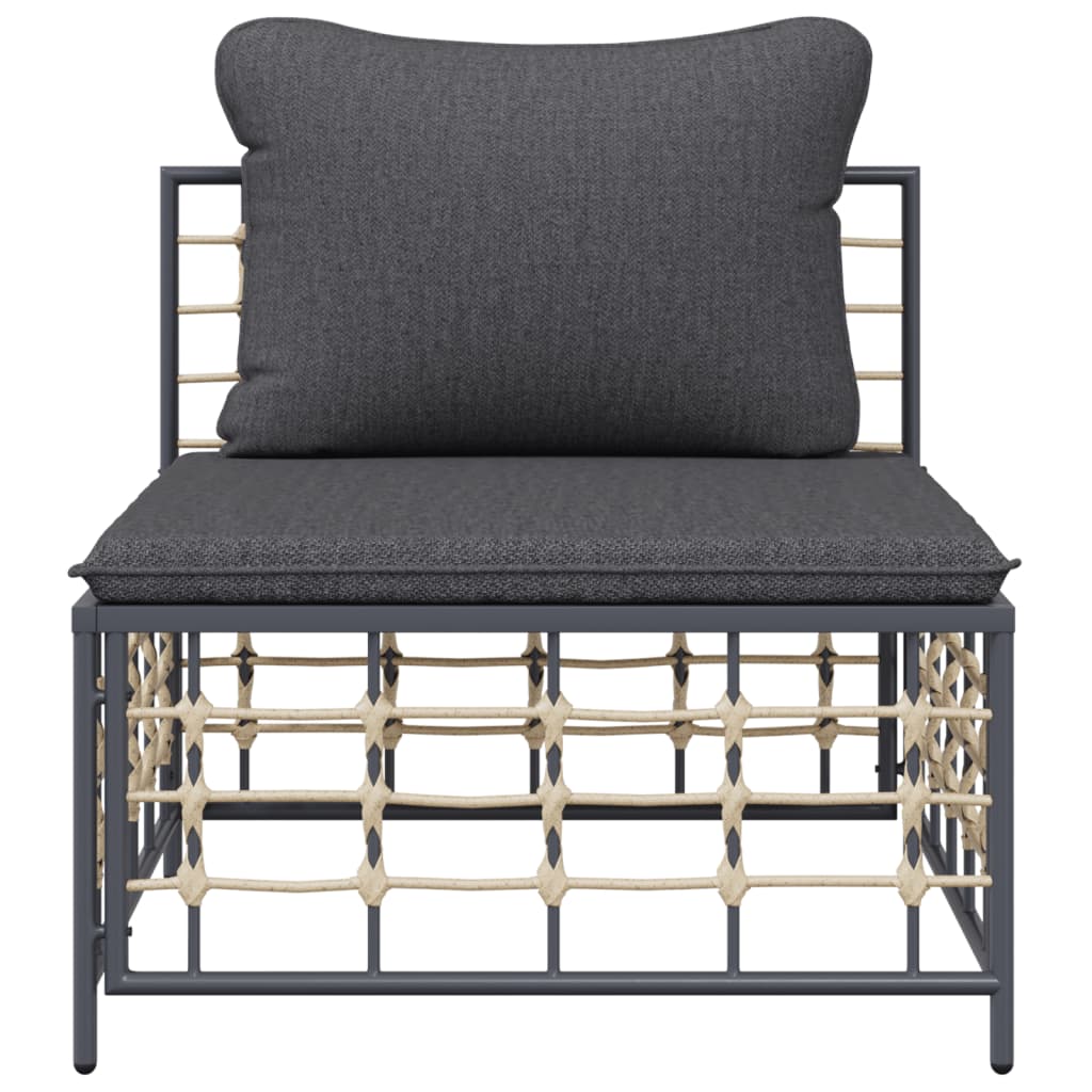 vidaXL Tuinhoekbank met beige kussens poly rattan