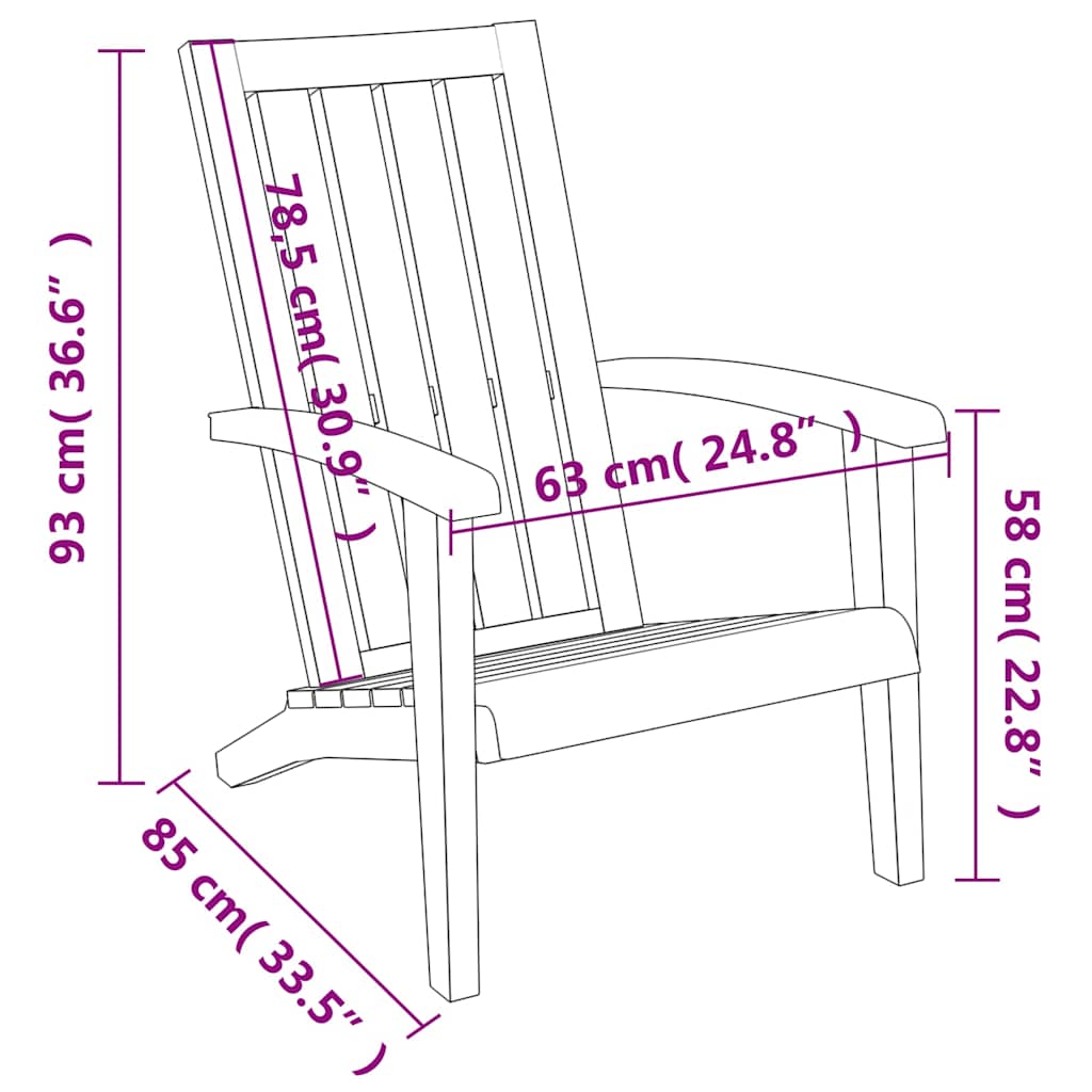 vidaXL Tuinstoel Adirondack polypropeen zwart